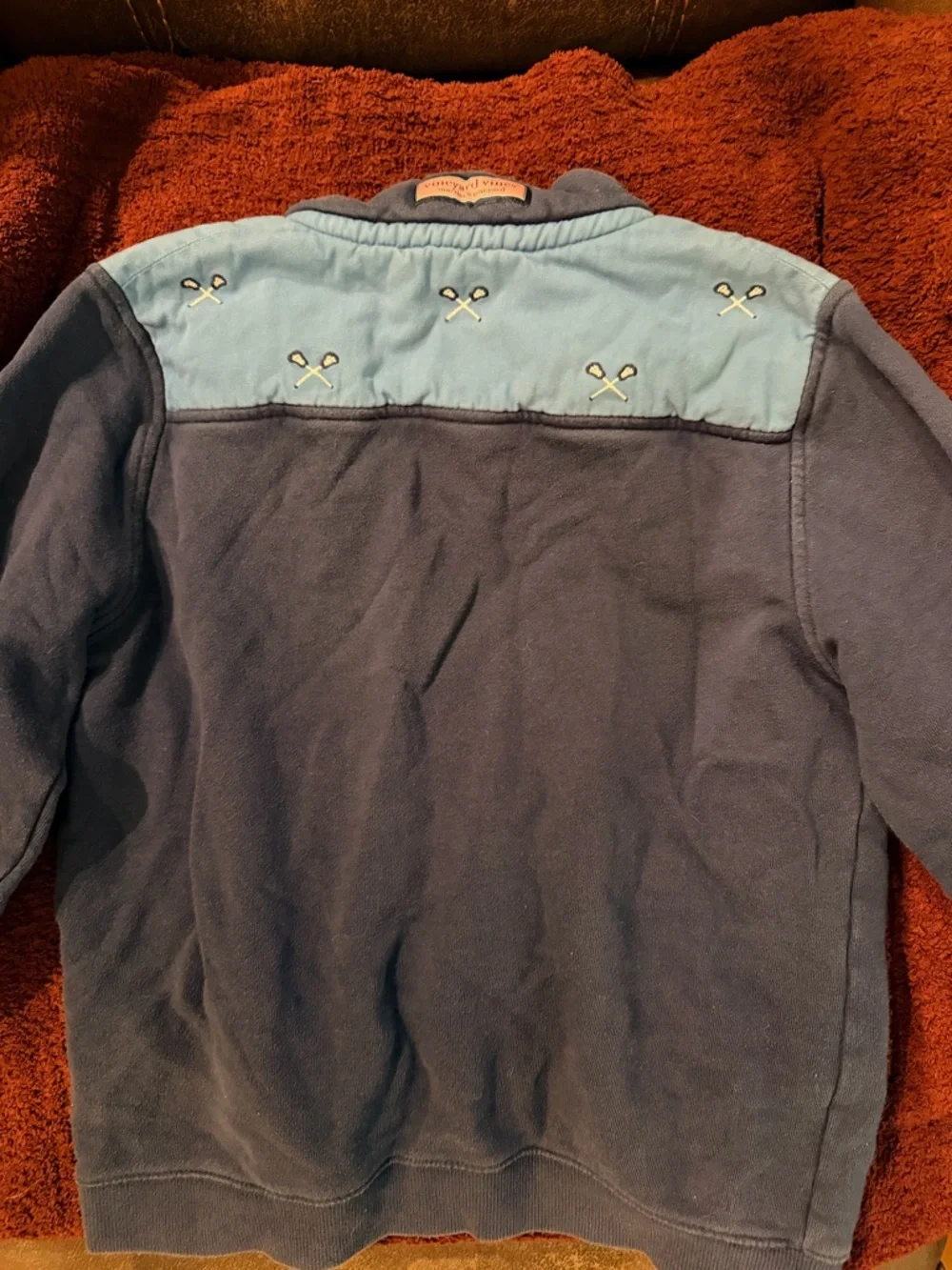 Vineyard Vines Navy Half-Zip Pullover with Light Blue Accents